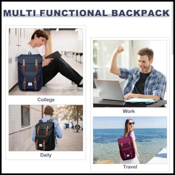 Vintage Rucksack Daypack Backpack Unisex Casual Travel College Work main image 7